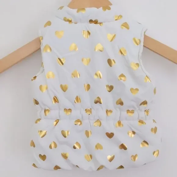 Kids Baby Healthtex White Puffer Vest with Gold Hearts Size 0-3 months - Picture 2 of 4